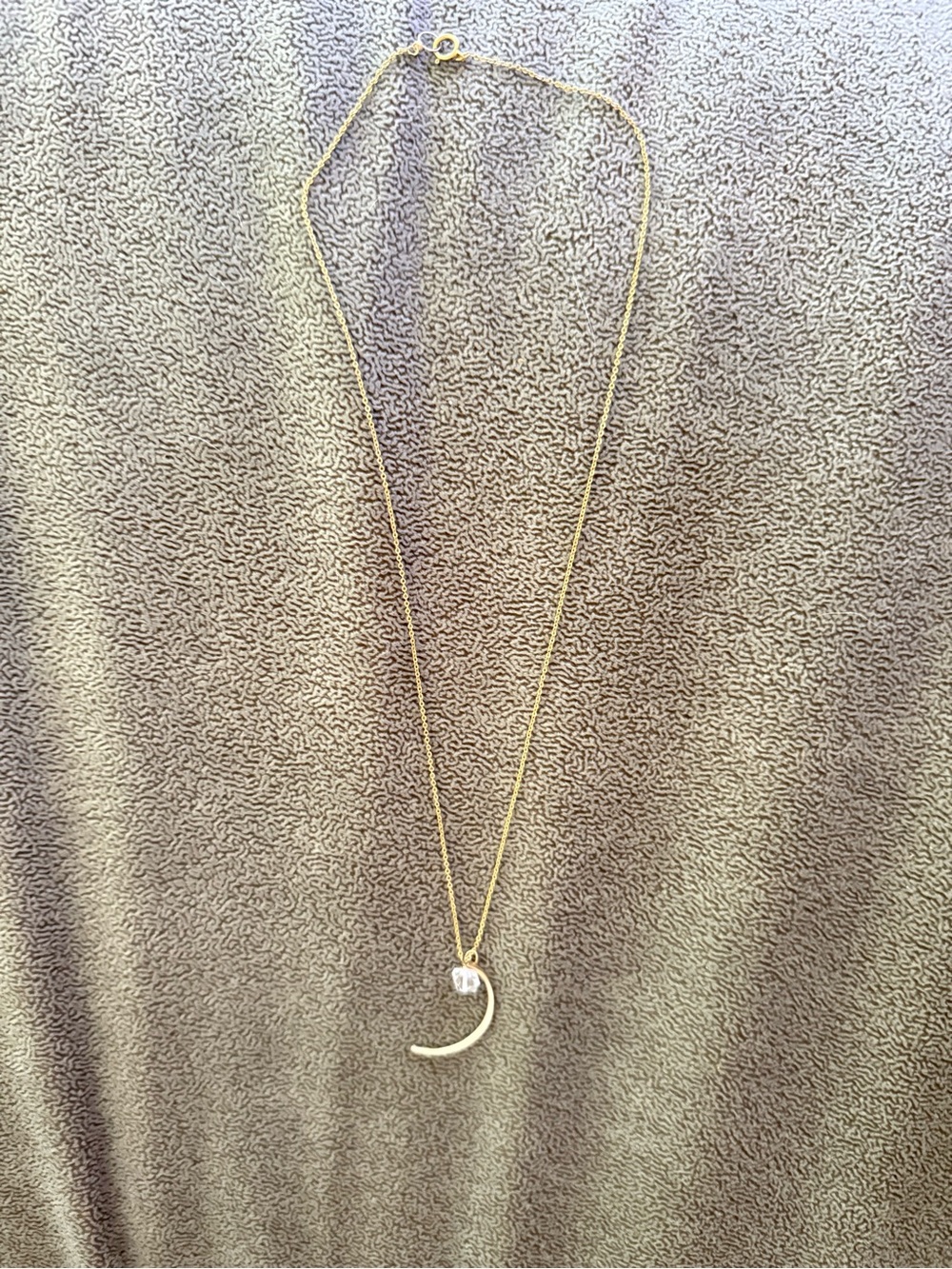 Gold Crescent Pendant Necklace with Herkimer diamond Accent - Women's Jewelry
